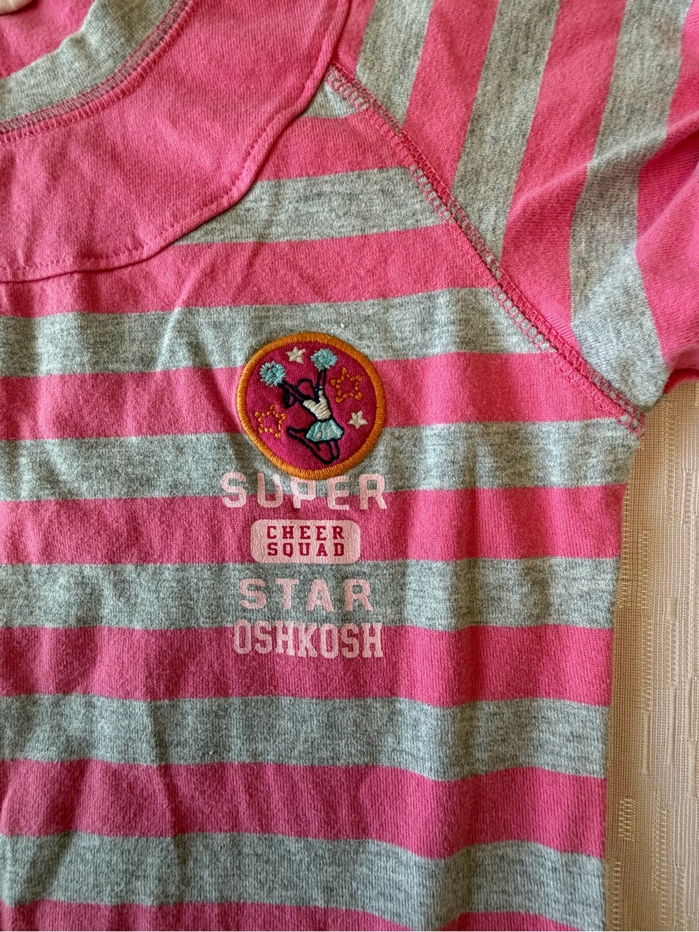 OshKosh B'gosh Girls Pink & Gray Striped Pocket Dress size 8 - Picture 6 of 7